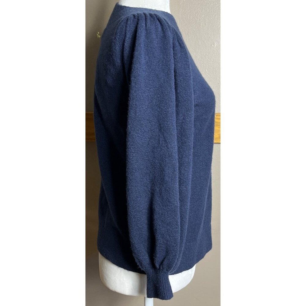 NWT Loft Outlet Sweater Navy Balloon Sleeve Soft Elegant Chic Neutrals Womens S - Picture 5 of 7